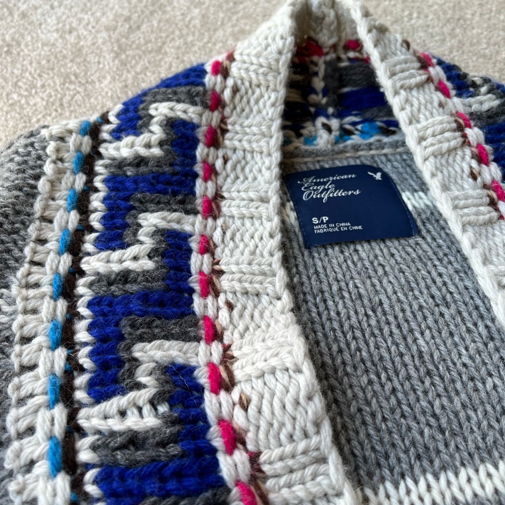 American Eagle Womens open front Nordic cardigan sweater size small - Picture 5 of 6